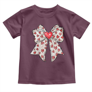 Coquette Valentine's Day Toddler T Shirt Heart Bow TS10 Maroon Print Your Wear