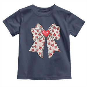 Coquette Valentine's Day Toddler T Shirt Heart Bow TS10 Navy Print Your Wear