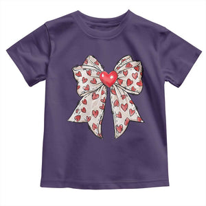 Coquette Valentine's Day Toddler T Shirt Heart Bow TS10 Purple Print Your Wear