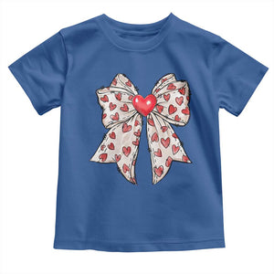 Coquette Valentine's Day Toddler T Shirt Heart Bow TS10 Royal Blue Print Your Wear