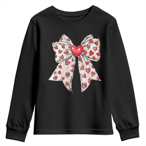 Coquette Valentine's Day Youth Sweatshirt Heart Bow TS10 Black Print Your Wear