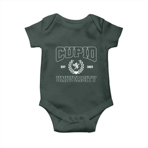 Cupid University Baby Onesie Cute Valentine's Day Funny College TS10 Dark Forest Green Print Your Wear