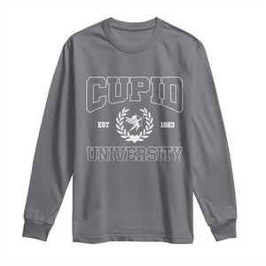 Cupid University Long Sleeve Shirt Cute Valentine's Day Funny College TS10 Charcoal Print Your Wear