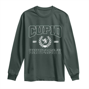 Cupid University Long Sleeve Shirt Cute Valentine's Day Funny College TS10 Dark Forest Green Print Your Wear