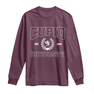 Cupid University Long Sleeve Shirt Cute Valentine's Day Funny College TS10 Maroon Print Your Wear