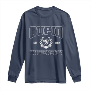 Cupid University Long Sleeve Shirt Cute Valentine's Day Funny College TS10 Navy Print Your Wear