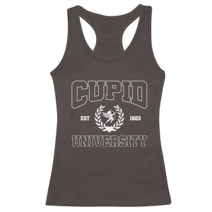 Cupid University Racerback Tank Top Cute Valentine's Day Funny College TS10 Dark Chocolate Print Your Wear