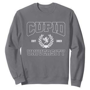 Cupid University Sweatshirt Cute Valentine's Day Funny College TS10 Charcoal Print Your Wear