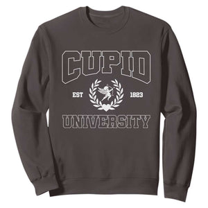 Cupid University Sweatshirt Cute Valentine's Day Funny College TS10 Dark Chocolate Print Your Wear