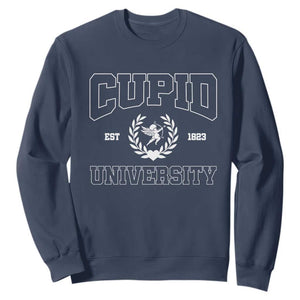 Cupid University Sweatshirt Cute Valentine's Day Funny College TS10 Navy Print Your Wear