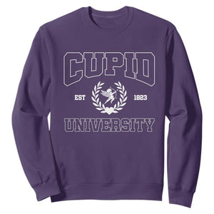 Cupid University Sweatshirt Cute Valentine's Day Funny College TS10 Purple Print Your Wear