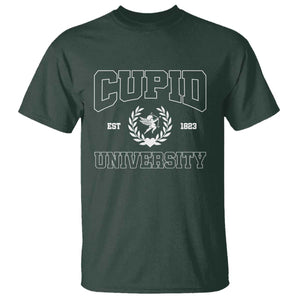 Cupid University T Shirt Cute Valentine's Day Funny College TS10 Dark Forest Green Print Your Wear