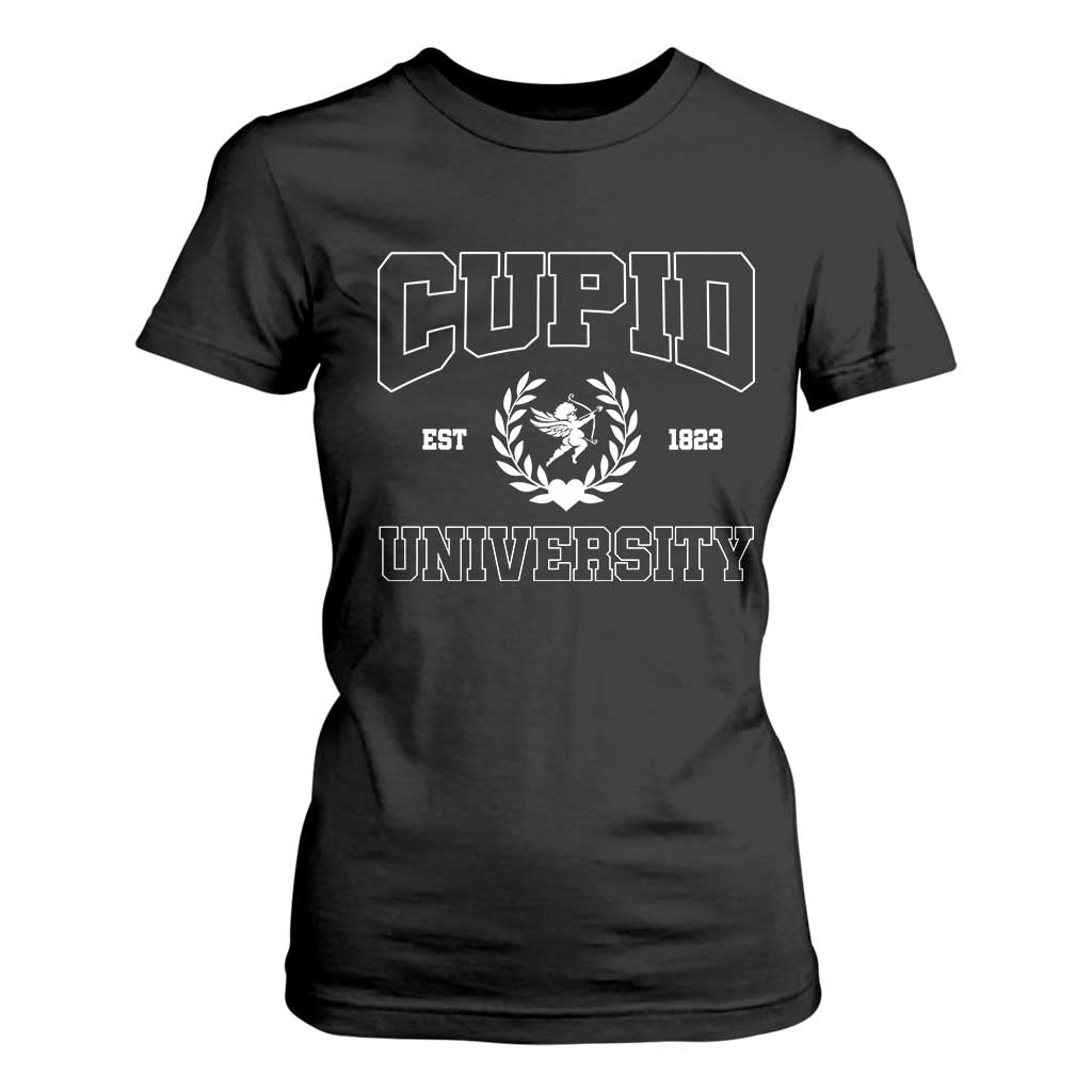 Cupid University T Shirt For Women Cute Valentine's Day Funny College TS10 Black Print Your Wear