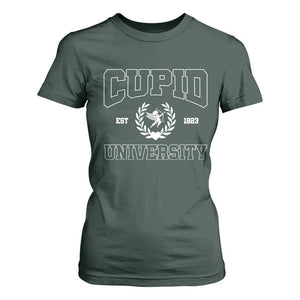 Cupid University T Shirt For Women Cute Valentine's Day Funny College TS10 Dark Forest Green Print Your Wear