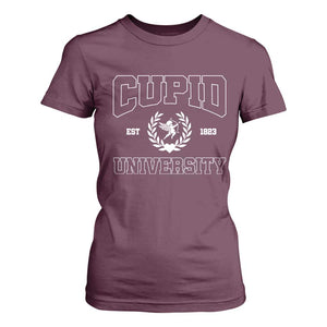 Cupid University T Shirt For Women Cute Valentine's Day Funny College TS10 Maroon Print Your Wear