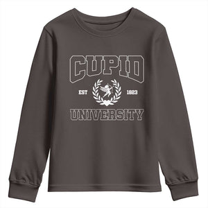 Cupid University Youth Sweatshirt Cute Valentine's Day Funny College TS10 Dark Chocolate Print Your Wear