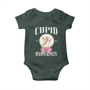 Cupid University Baby Onesie Cute Valentine's Day College TS10 Dark Forest Green Print Your Wear