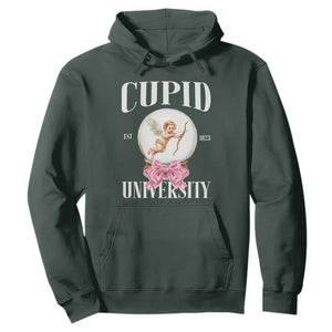 Cupid University Hoodie Cute Valentine's Day College TS10 Dark Forest Green Print Your Wear