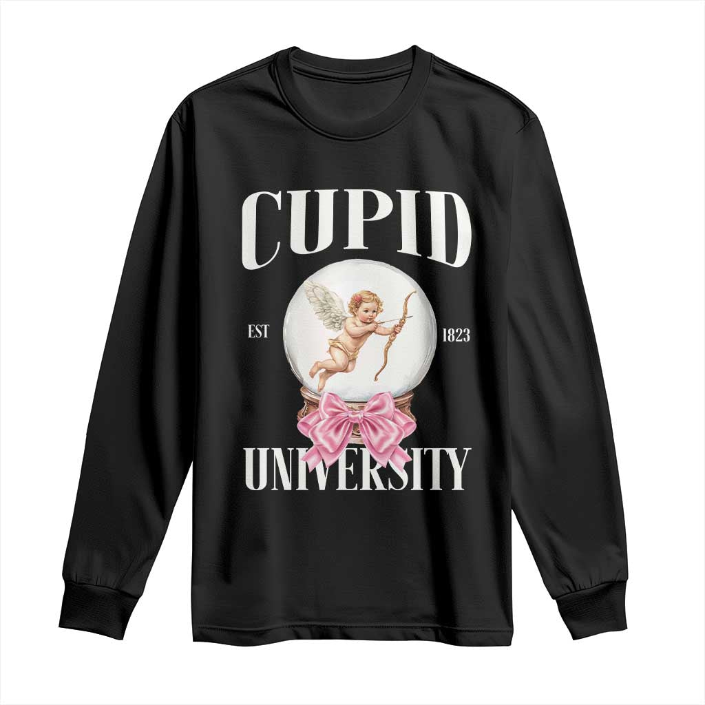 Cupid University Long Sleeve Shirt Cute Valentine's Day College TS10 Black Print Your Wear