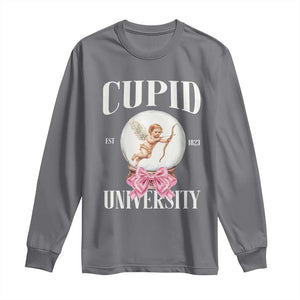 Cupid University Long Sleeve Shirt Cute Valentine's Day College TS10 Charcoal Print Your Wear