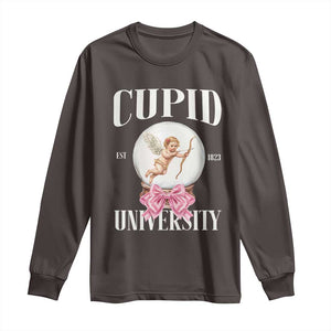 Cupid University Long Sleeve Shirt Cute Valentine's Day College TS10 Dark Chocolate Print Your Wear