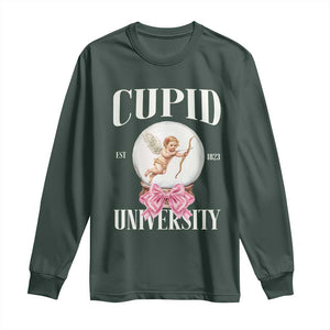 Cupid University Long Sleeve Shirt Cute Valentine's Day College TS10 Dark Forest Green Print Your Wear