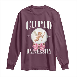 Cupid University Long Sleeve Shirt Cute Valentine's Day College TS10 Maroon Print Your Wear