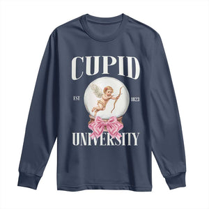 Cupid University Long Sleeve Shirt Cute Valentine's Day College TS10 Navy Print Your Wear