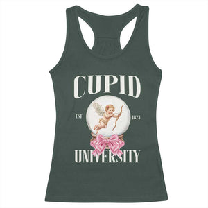 Cupid University Racerback Tank Top Cute Valentine's Day College TS10 Dark Forest Green Print Your Wear