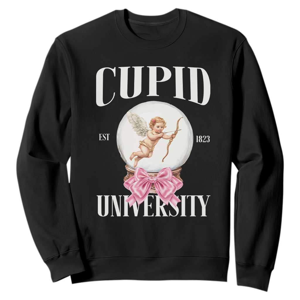 Cupid University Sweatshirt Cute Valentine's Day College TS10 Black Print Your Wear