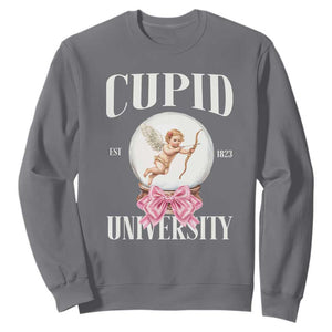 Cupid University Sweatshirt Cute Valentine's Day College TS10 Charcoal Print Your Wear