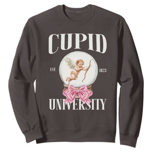 Cupid University Sweatshirt Cute Valentine's Day College TS10 Dark Chocolate Print Your Wear