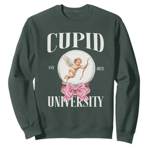 Cupid University Sweatshirt Cute Valentine's Day College TS10 Dark Forest Green Print Your Wear