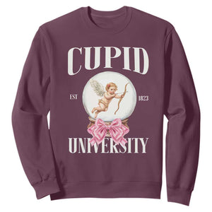 Cupid University Sweatshirt Cute Valentine's Day College TS10 Maroon Print Your Wear