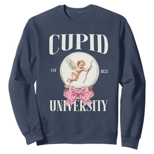 Cupid University Sweatshirt Cute Valentine's Day College TS10 Navy Print Your Wear