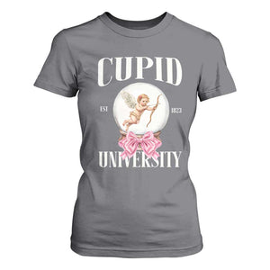 Cupid University T Shirt For Women Cute Valentine's Day College TS10 Charcoal Print Your Wear