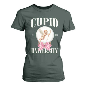 Cupid University T Shirt For Women Cute Valentine's Day College TS10 Dark Forest Green Print Your Wear