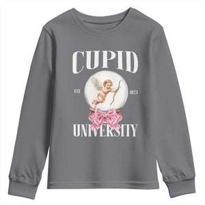 Cupid University Youth Sweatshirt Cute Valentine's Day College TS10 Charcoal Print Your Wear