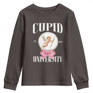 Cupid University Youth Sweatshirt Cute Valentine's Day College TS10 Dark Chocolate Print Your Wear