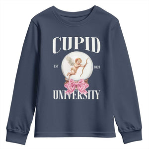 Cupid University Youth Sweatshirt Cute Valentine's Day College TS10 Navy Print Your Wear