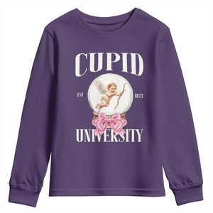 Cupid University Youth Sweatshirt Cute Valentine's Day College TS10 Purple Print Your Wear