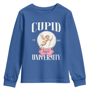 Cupid University Youth Sweatshirt Cute Valentine's Day College TS10 Royal Blue Print Your Wear