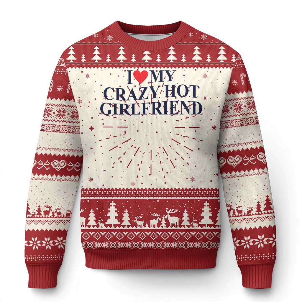 I Love My Girlfriend Knit Sweatshirt Funny Gift for Him Boyfriend Valentine Hot Girlfriend TS10 Red Print Your Wear