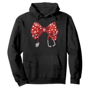 Nurse Coquette Valentine Heart Hoodie Gift For Healthcare Professionals Bow TS10 Black Print Your Wear