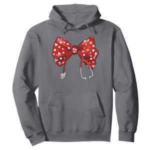 Nurse Coquette Valentine Heart Hoodie Gift For Healthcare Professionals Bow TS10 Charcoal Print Your Wear