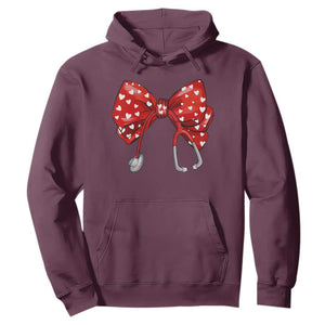 Nurse Coquette Valentine Heart Hoodie Gift For Healthcare Professionals Bow TS10 Maroon Print Your Wear