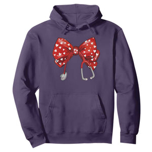 Nurse Coquette Valentine Heart Hoodie Gift For Healthcare Professionals Bow TS10 Purple Print Your Wear