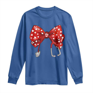 Nurse Coquette Valentine Heart Long Sleeve Shirt Gift For Healthcare Professionals Bow TS10 Royal Blue Print Your Wear