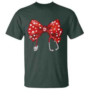 Nurse Coquette Valentine Heart T Shirt Gift For Healthcare Professionals Bow TS10 Dark Forest Green Print Your Wear