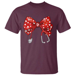 Nurse Coquette Valentine Heart T Shirt Gift For Healthcare Professionals Bow TS10 Maroon Print Your Wear